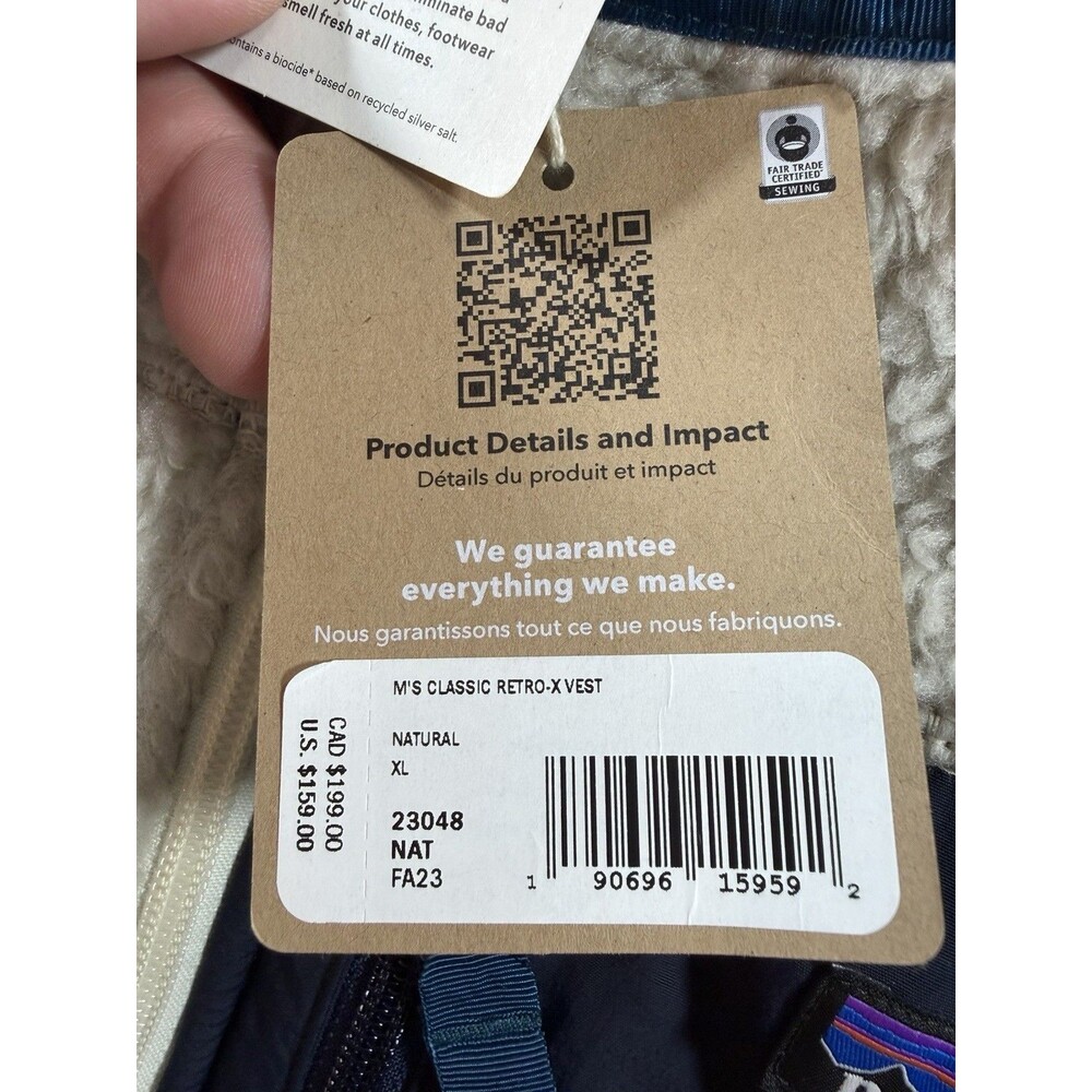 Patagonia Retro X Fleece Vest Mens XL Natural Beige Full Zip Sherpa Pile Logo - Picture 4 of 9